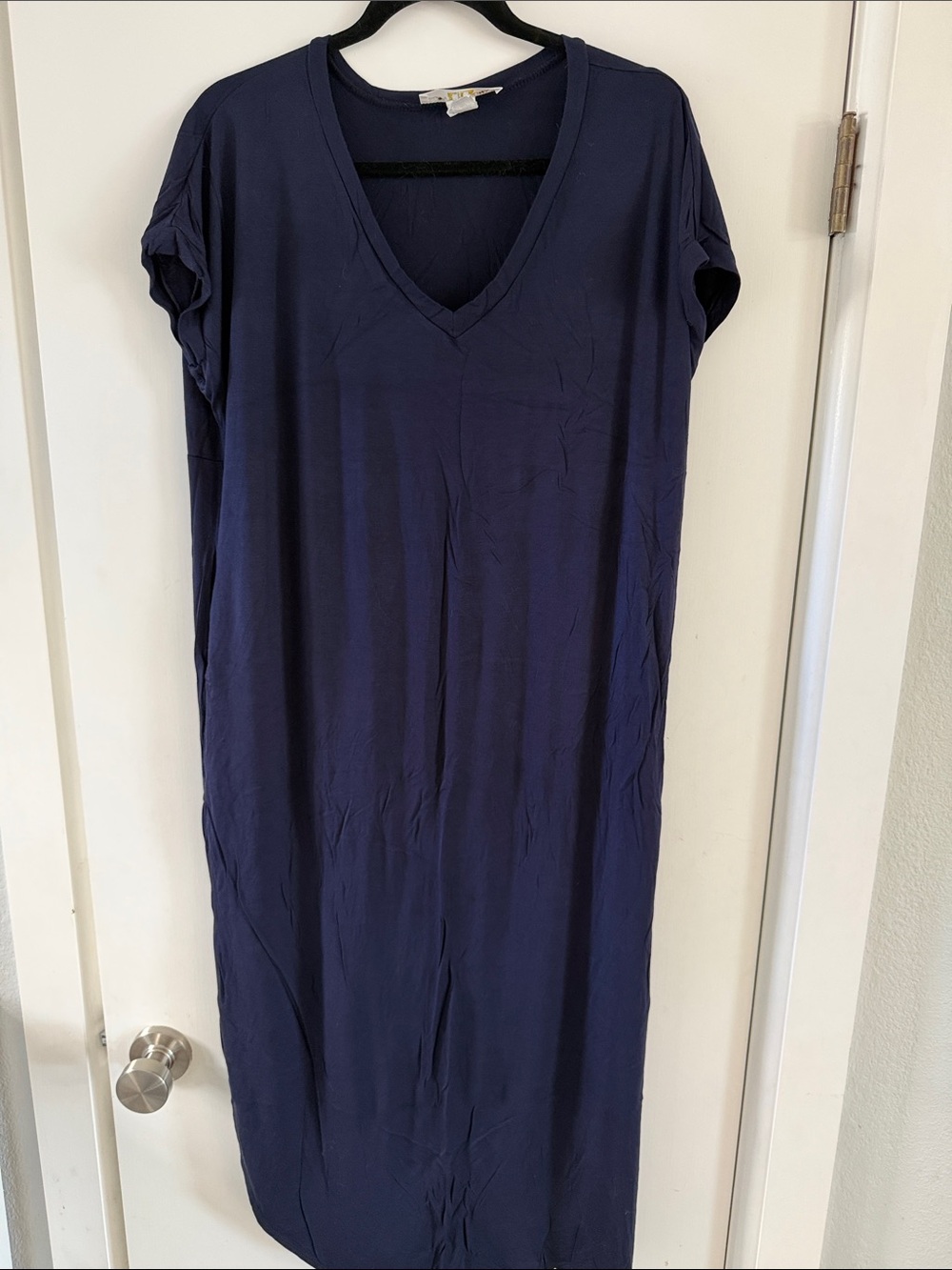 Classic Navy V-Neck Maxi Dress